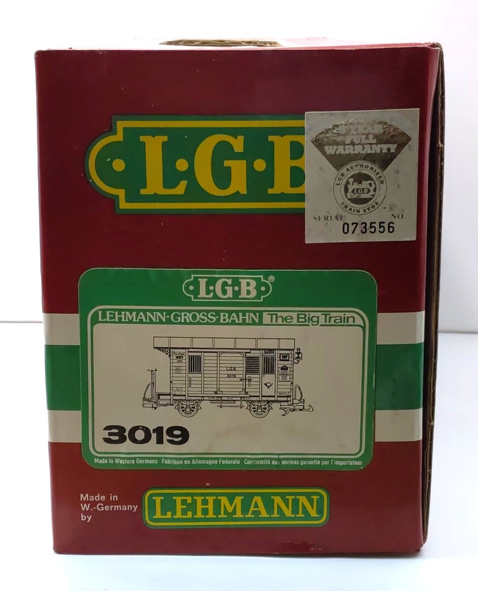 LGB 3019 G Scale Mail Post Car with Lights (Metal Wheels) LN/Box