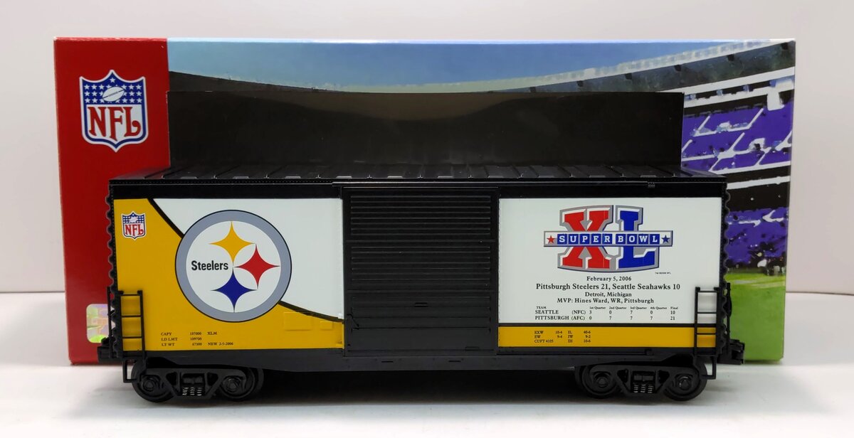 MTH 30-74362 O NFL Pittsburgh Steelers Super Bowl XL Champs 40' High-Cube Boxcar LN/Box