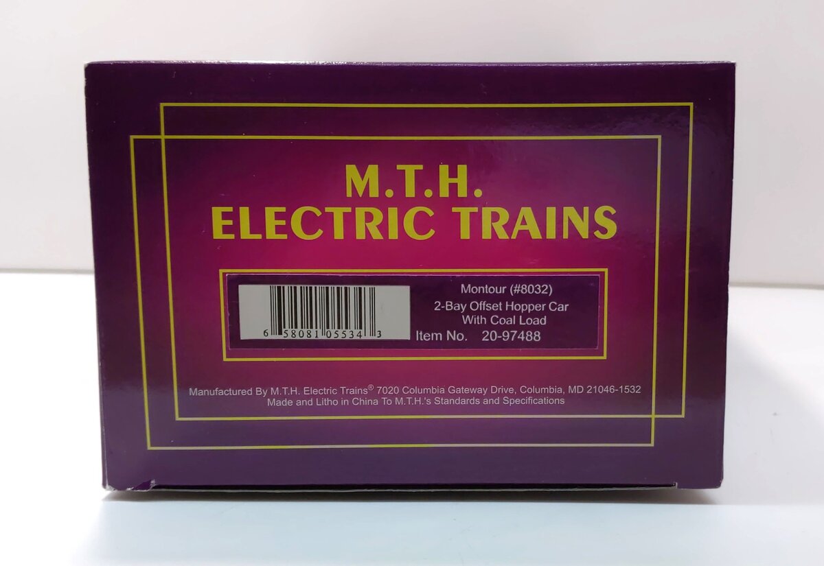 MTH 20-97488 O Montour 2-Bay Offset Hopper w/Coal Load #8032 LN/Box