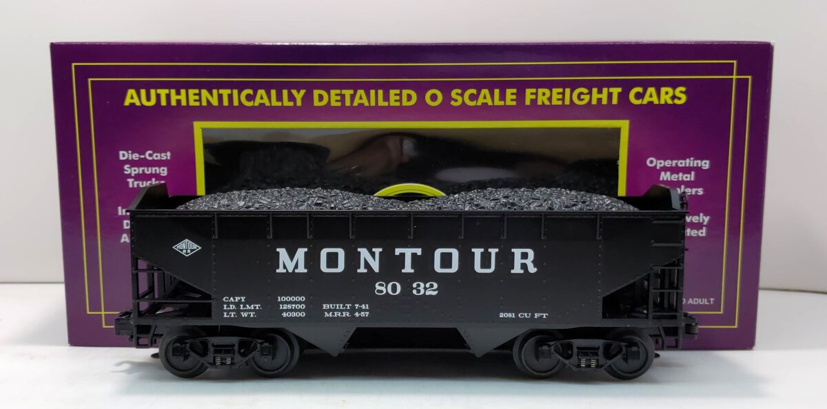 MTH 20-97488 O Montour 2-Bay Offset Hopper w/Coal Load #8032 LN/Box