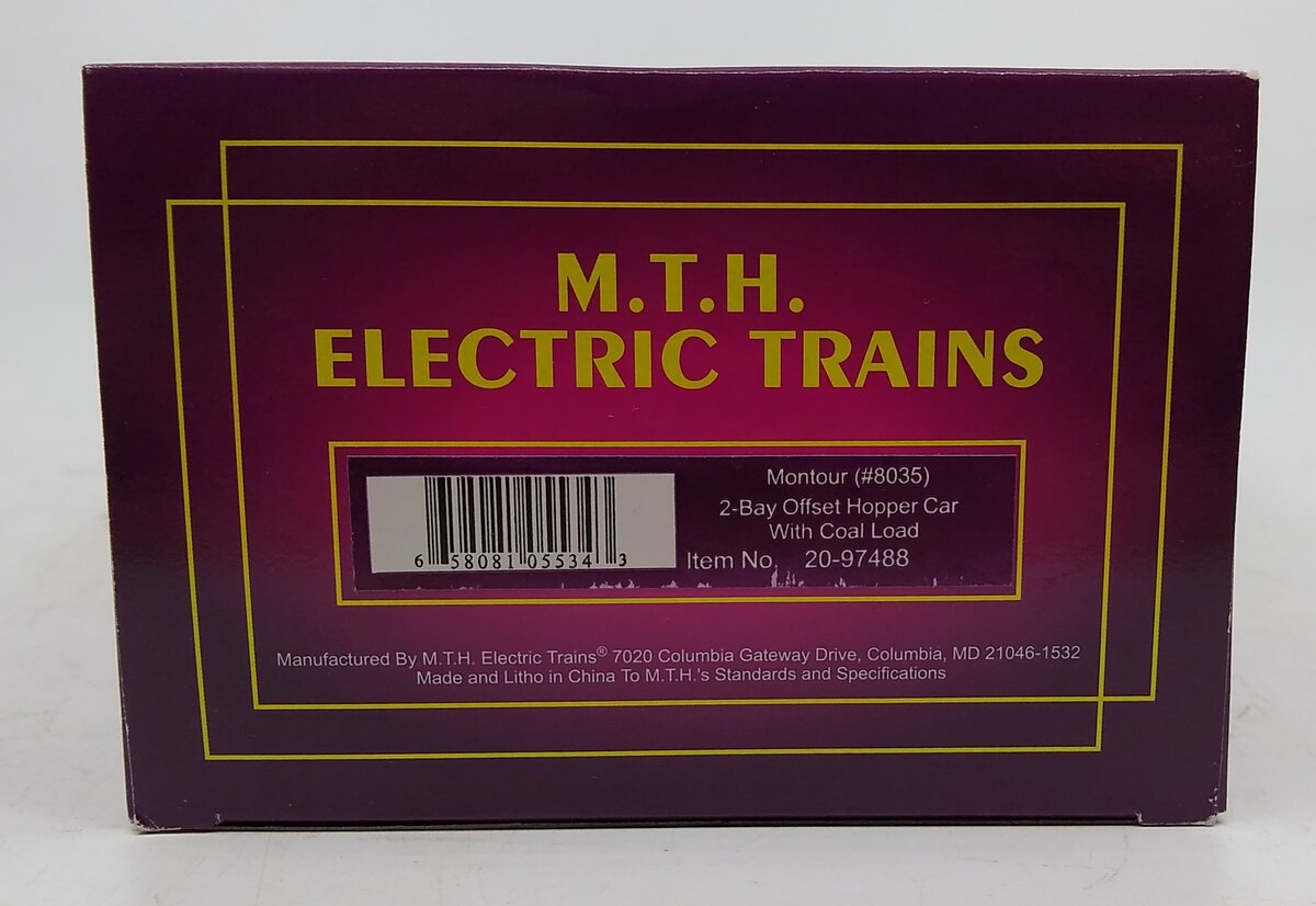MTH 20-97488 O Montour 2-Bay Offset Hopper w/Coal Load #8035 LN/Box