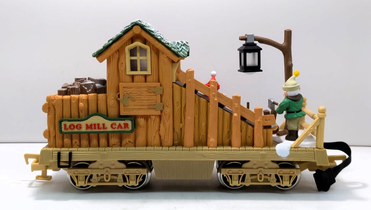 New Bright 380-4 G Holiday Express Animated Log Mill Wood Car LN/Box