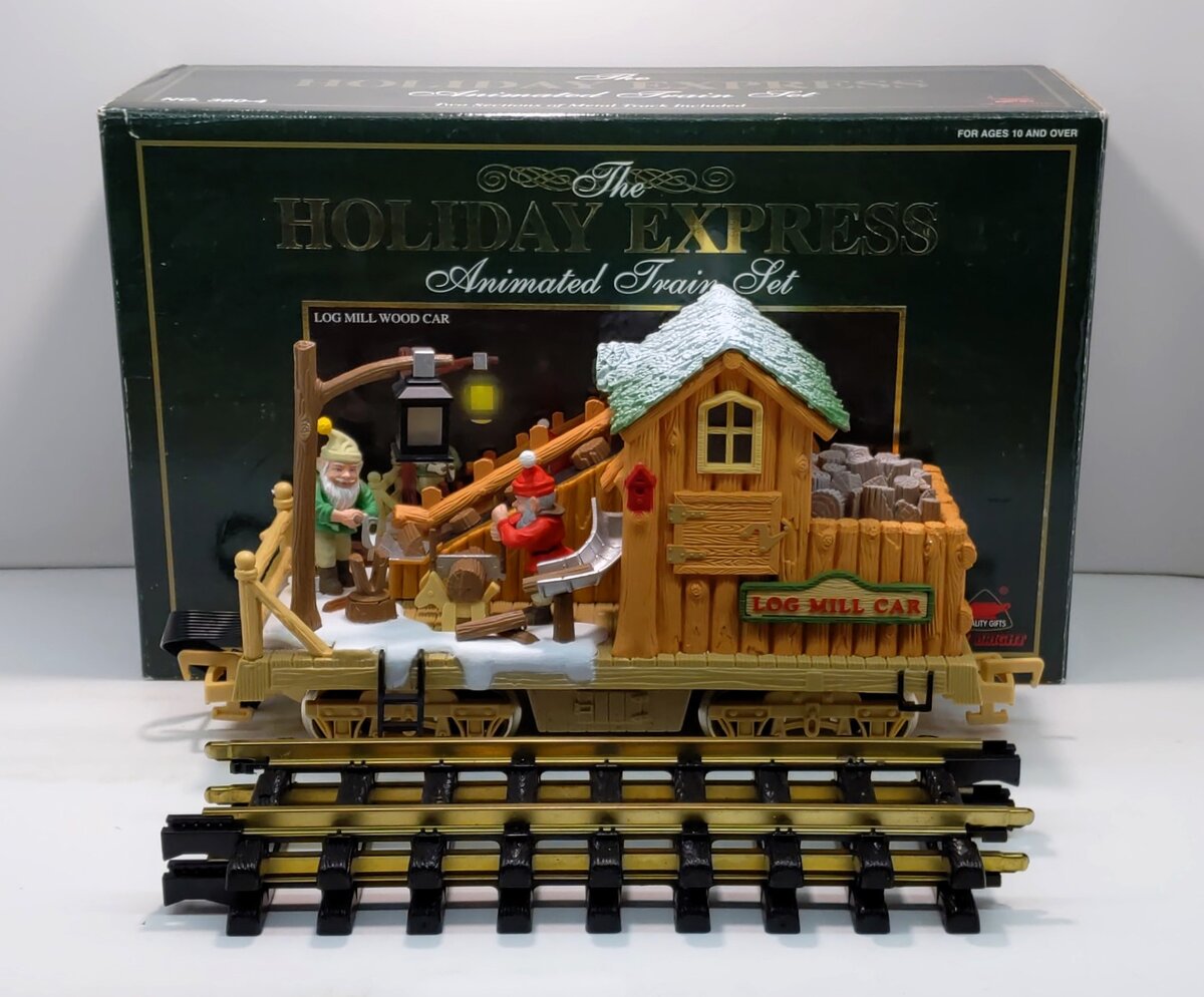 New Bright 380-4 G Holiday Express Animated Log Mill Wood Car LN/Box