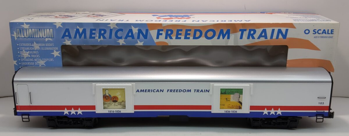 K-Line K4601-30103 O Gauge Freedom Train 18" Aluminum Display Car #103 EX/Box