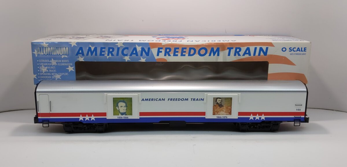 K-Line K4601-30105 O Gauge American Freedom Train 18" Aluminum Display Car #105 LN/Box