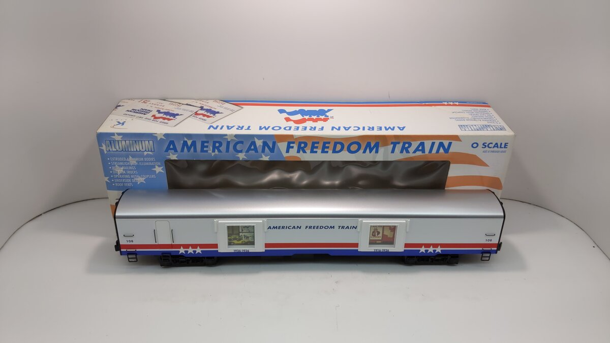 K-Line K4601-30108 O American Freedom Train 18" Aluminum Display Car #108 LN/Box