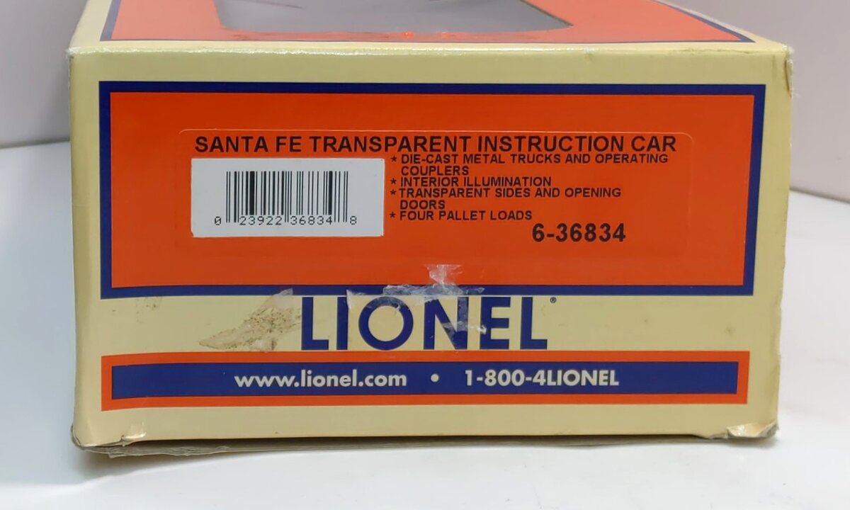 Lionel 6-36834 O Gauge Santa Fe Transparent Instruction Car