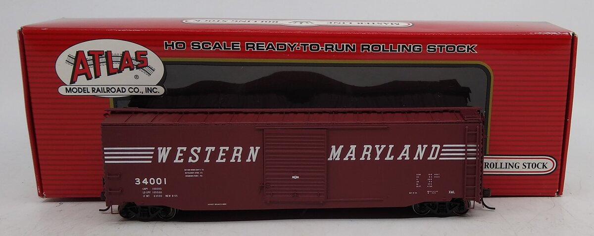 Atlas 20001459 HO Western Maryland 50' Postwar Single Door Boxcar #34001