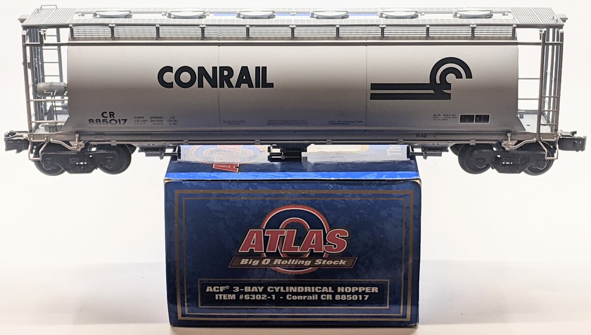 Atlas 6302-1 O Gauge Conrail ACF 3-Bay Cylindrical Hopper #885017 EX/Box