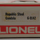 Lionel 6-9142 O Gauge LCCA 1977-1978 Republic Steel Gondola NIB