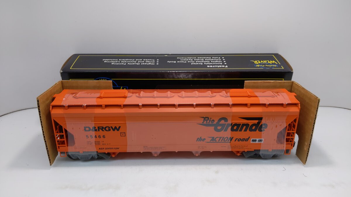 Weaver 2077 O Gauge D&RG Centerflow Covered 4-Bay Hopper LN/Box