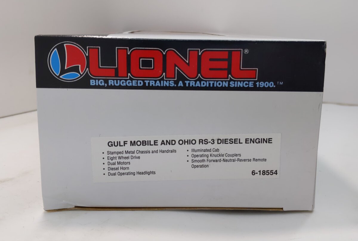 Lionel 6-18554 O Gauge GM&O RS-3 Diesel Locomotive #721 with Display Case MT/Box
