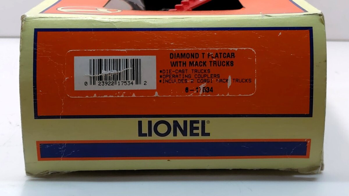 Lionel 6-17534 O Gauge Diamond T Flat Car w/Mack Trucks #9823 NIB