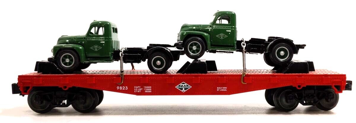 Lionel 6-17534 O Gauge Diamond T Flat Car w/Mack Trucks #9823 NIB
