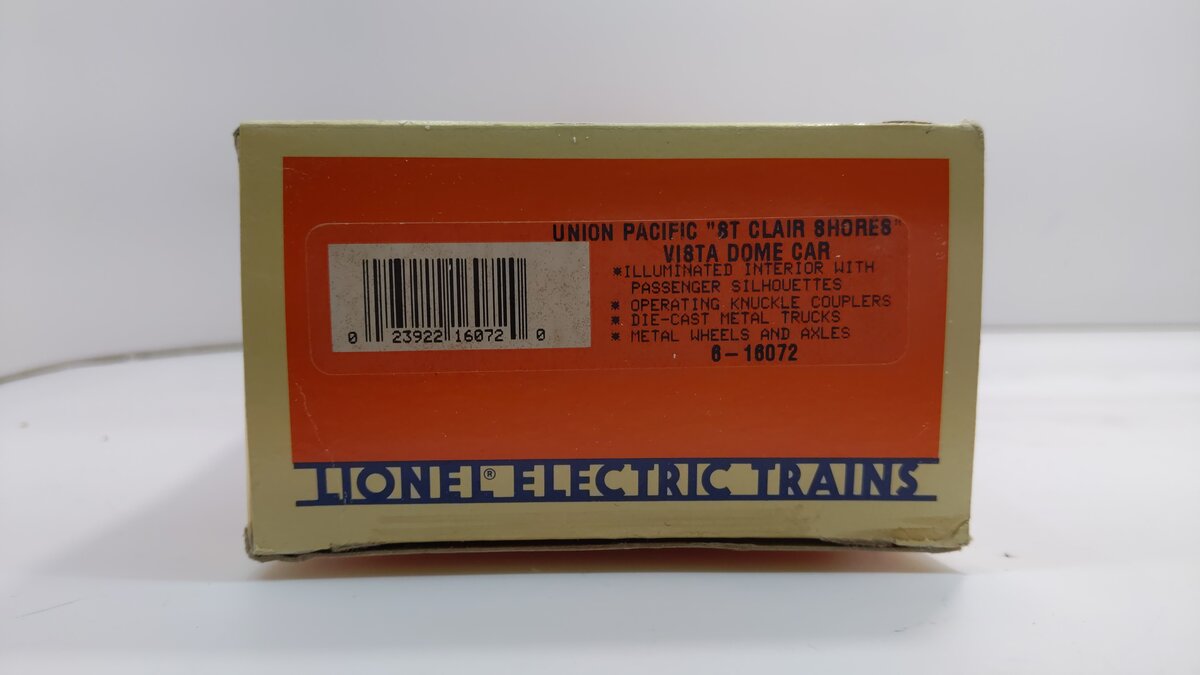 Lionel 6-16072 O Gauge Union Pacific "St. Clair Shores" Vista Dome Car #6072 LN/Box