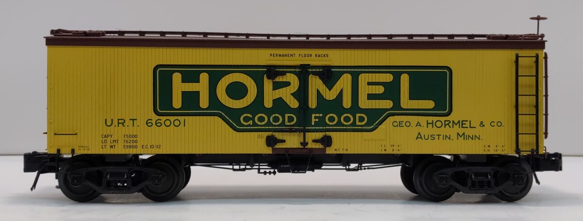 Atlas 8004-2 O Gauge Hormel 36' Woodside Reefer Car #66001 (3Rail) LN/Box