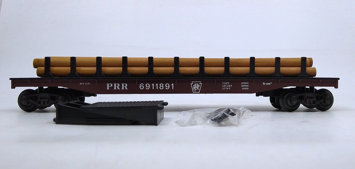 K-Line K691-1891 Pennsylvania Flatcar w/Stakes LN/Box