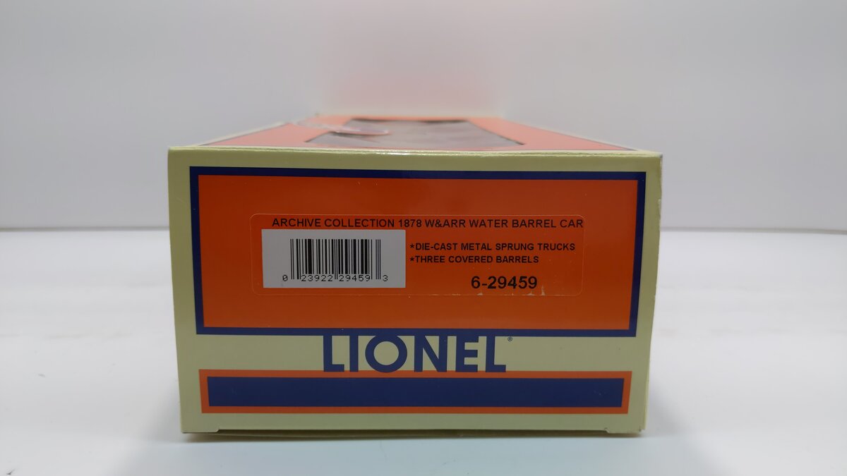 Lionel 6-29459 O Gauge W&ARR Water Barrel Car LN/Box