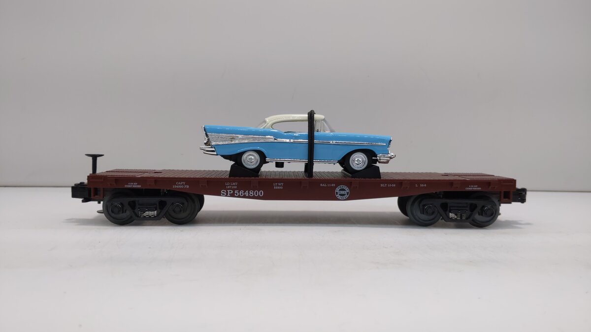 MTH 33-7602 O Gauge Southern Pacific Flatcar w/ 57 Chevy LN/Box