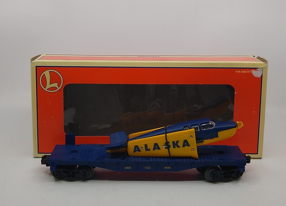 Lionel 6-36021 O Gauge Flatcar with Alaska Airplane #6424 LN/Box