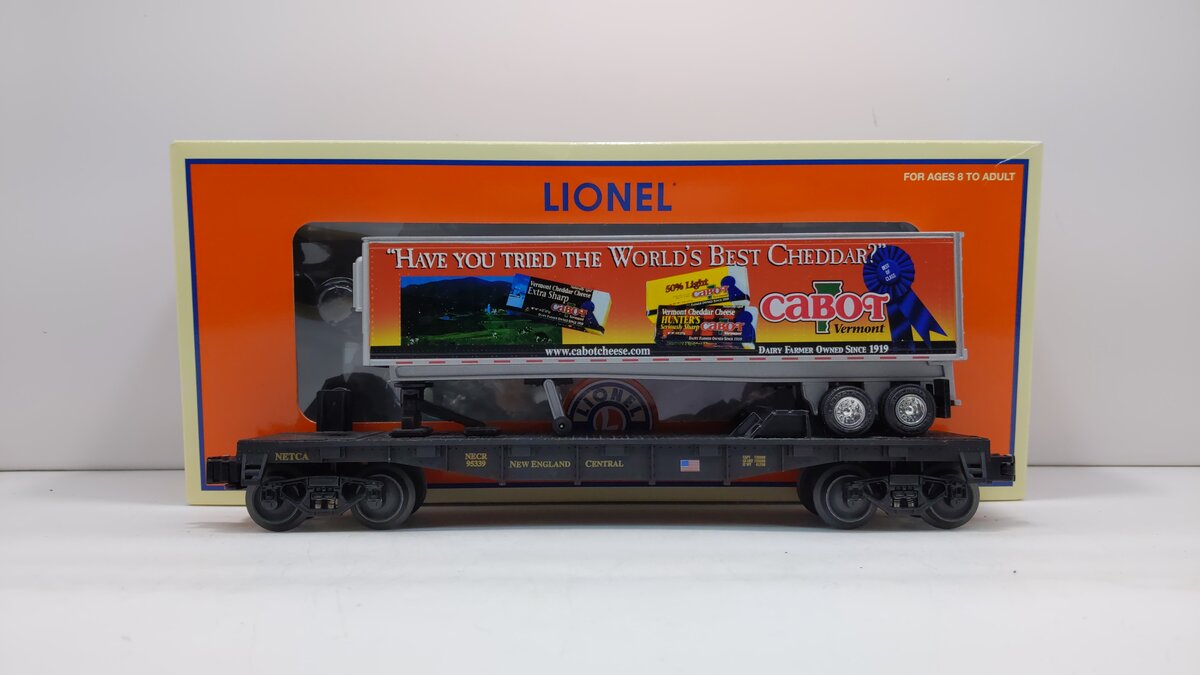 Lionel 6-52434 O Gauge NETCA Cabot Cheese Flatcar w/Trailer LN/Box