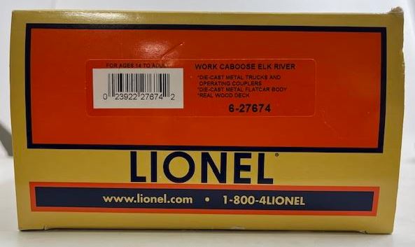 Lionel 6-27674 O Gauge Elk River Work Caboose #6 LN/Box