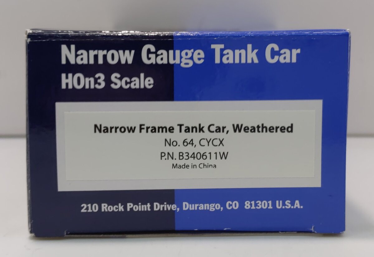 Blackstone Models B340611W HOn3 Weathered CYCX Narrow Frame Tank Car #64 LN/Box