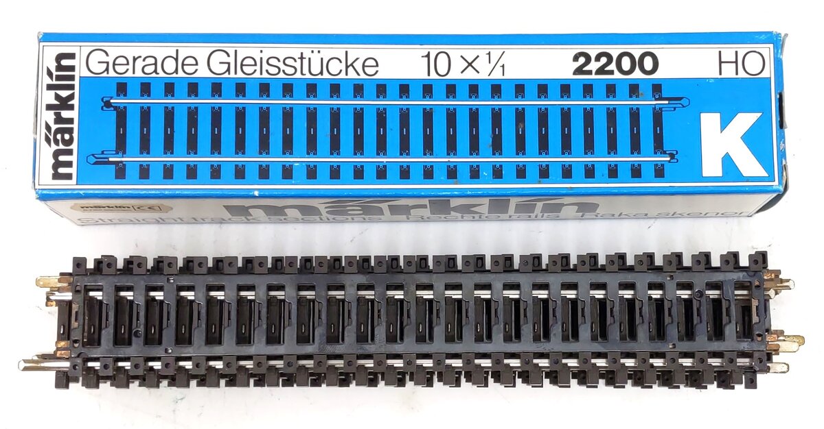 Marklin 2200 HO K Track 7-1/8" Straight Track (Box of 10)