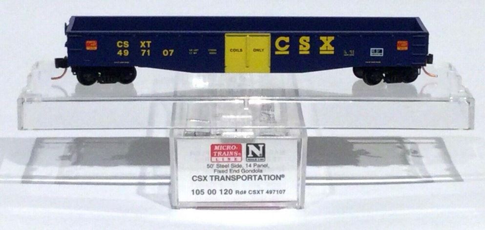 Micro-Trains 10500120 N CSXT 50' Steel Side 14 Panel Fixed End Gondola #497107 LN/Box