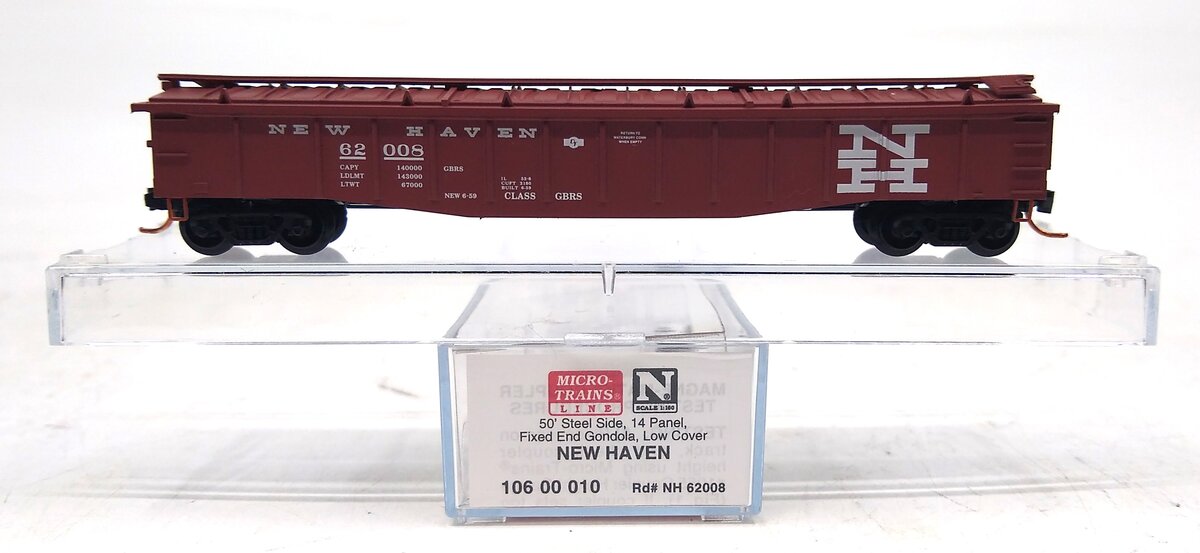 Micro-Trains 10600010 N New Haven 50' 14 Panel Steel Side Gondola W/Cover #62008 NIB