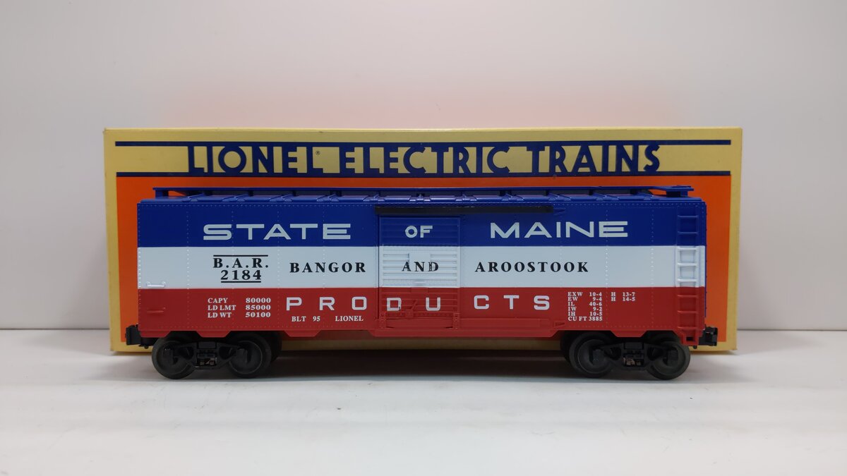 Lionel 6-17218 O Gauge State of Maine Bangor & Aroostook Boxcar #2184 EX/Box