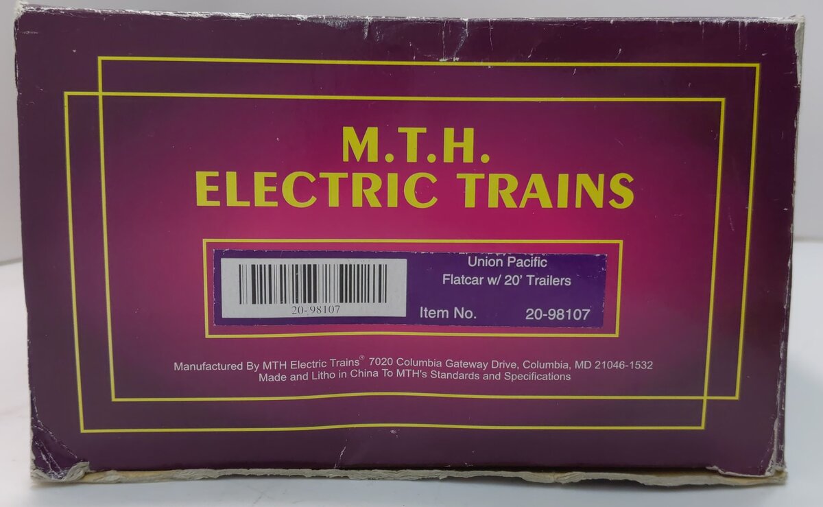 MTH 20-98107 O Gauge Union Pacific Flatcar w/2 Short Trailers #57256 LN/Box