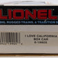 Lionel 6-19905 O Gauge I Love California Boxcar EX/Box