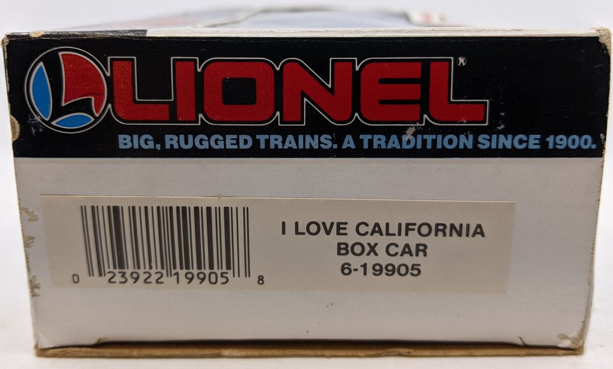 Lionel 6-19905 O Gauge I Love California Boxcar EX/Box