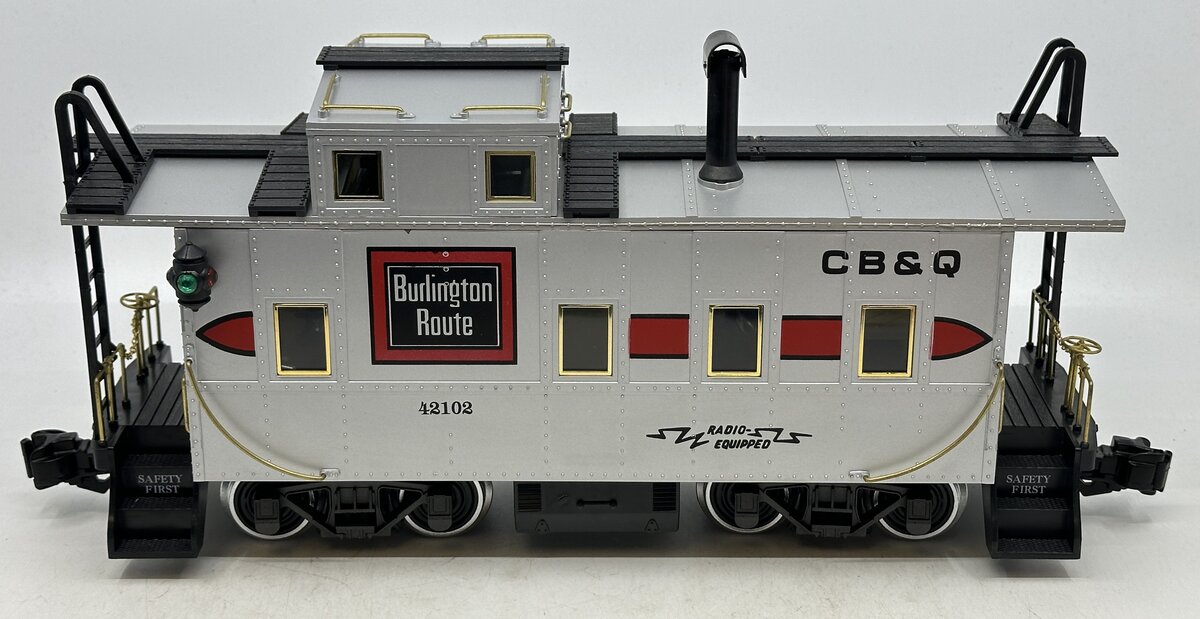 Aristo-Craft 42102 G Scale Burlington Illuminated Caboose w/Metal Wheels NIB