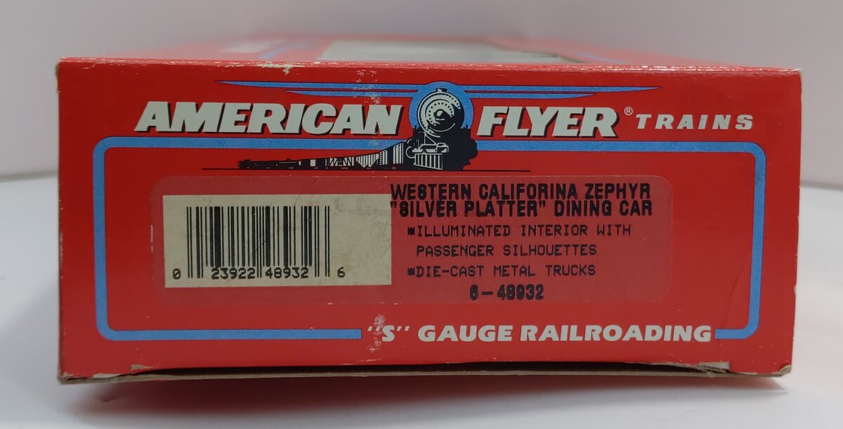 American Flyer 6-48932 S WP California Zephyr Silver Platter Dining Car NIB