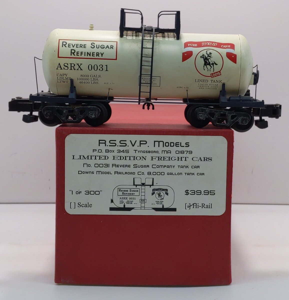 Downs Model RR 0031 S Gauge Revere Sugar Company Tank Car (HiRail) NIB