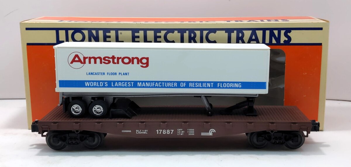 Lionel 6-17887 O Gauge LCCA Conrail Flatcar w/ Armstrong Trailer #17887 LN/Box