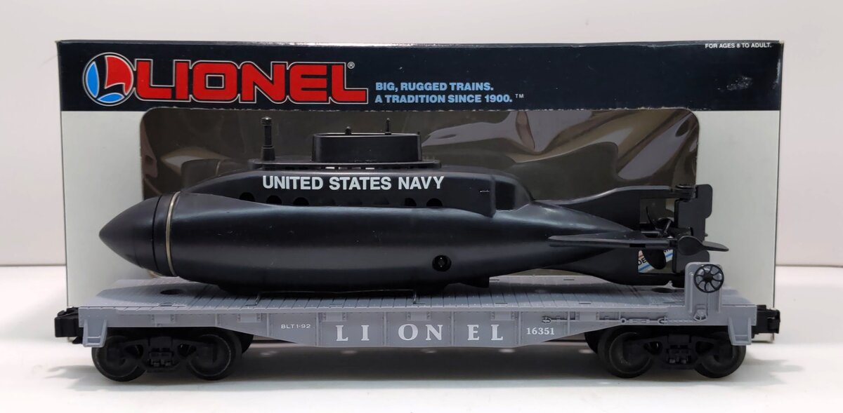 Lionel 6-16351 O Gauge Lionel Lines Flatcar with Navy Submarine EX/Box