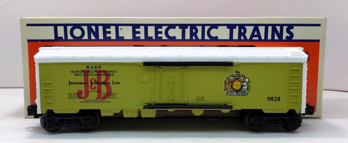 Lionel 6-9828 O Gauge Justerini and Brooks Scotch Billboard Reefer Car LN/Box