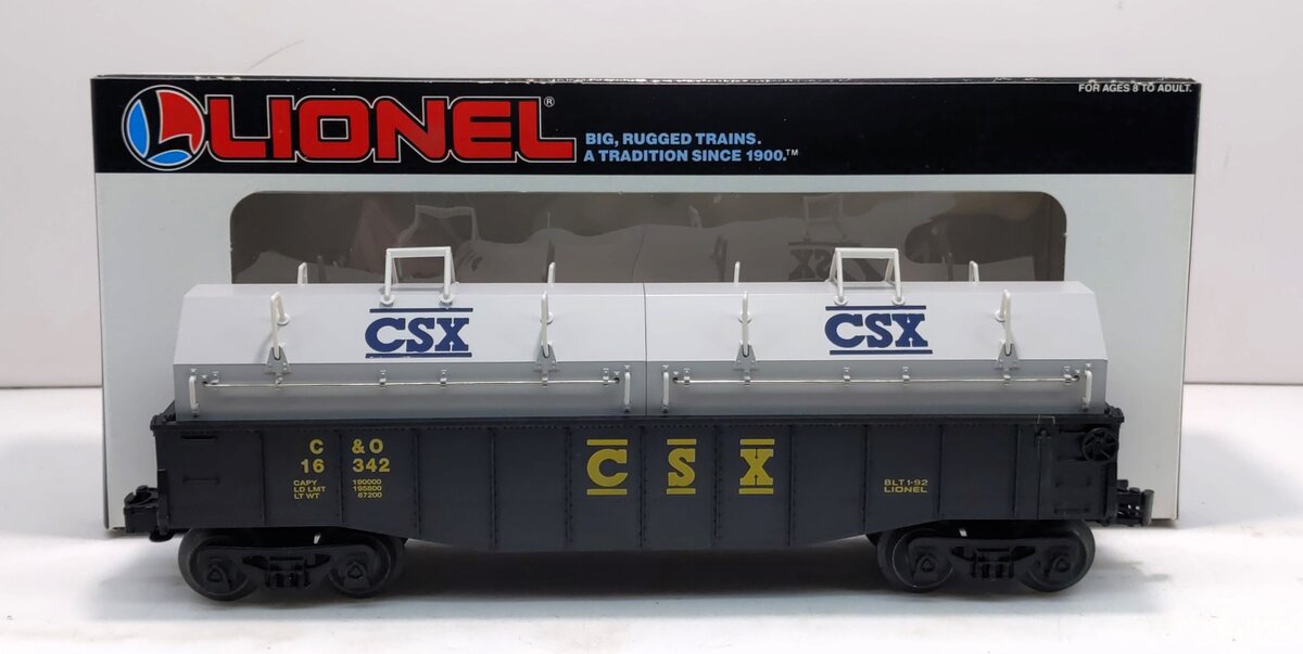 Lionel 6-16342 O Gauge CSX Gondola with Coil Covers NIB