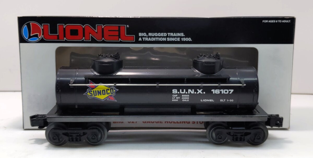 Lionel 6-16107 O Gauge Sunoco Black Double Dome Tank Car #16107 LN/Box