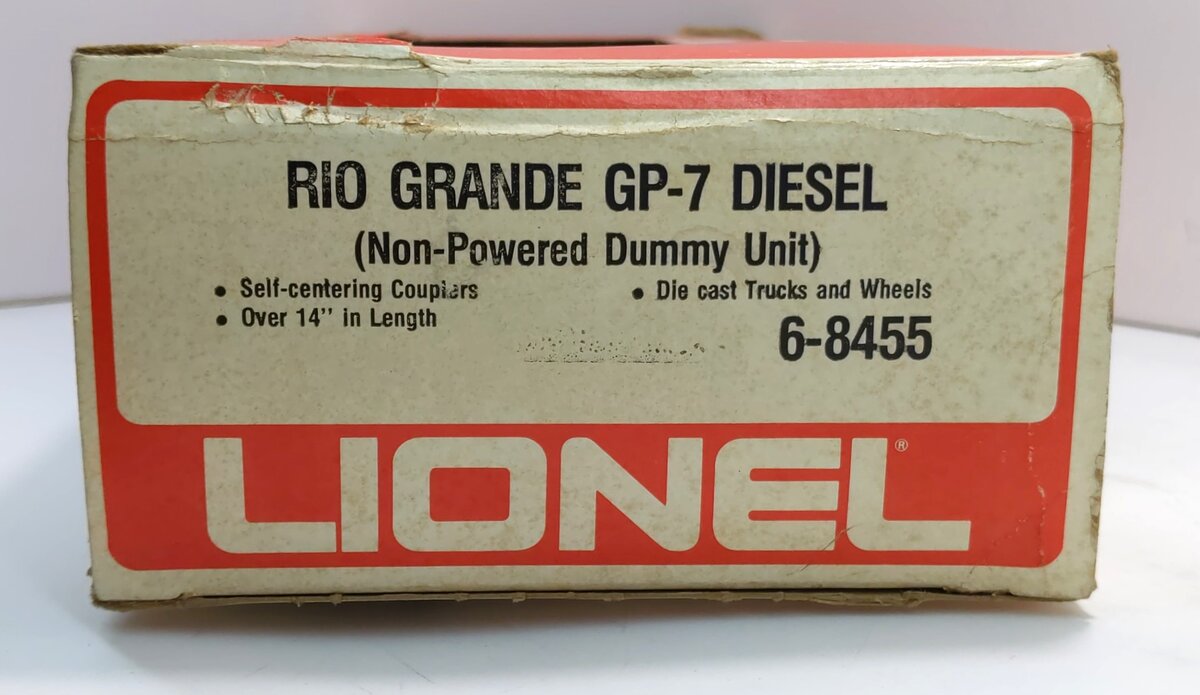 Lionel 6-8455 O Gauge Rio Grande GP-7 Dummy Diesel Locomotive #8455 EX/Box