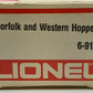 Lionel 6-9113 O Gauge Norfolk and Western Hopper VG/Box