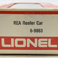 Lionel 6-9863 O Gauge REA Reefer Car #9863 LN/Box