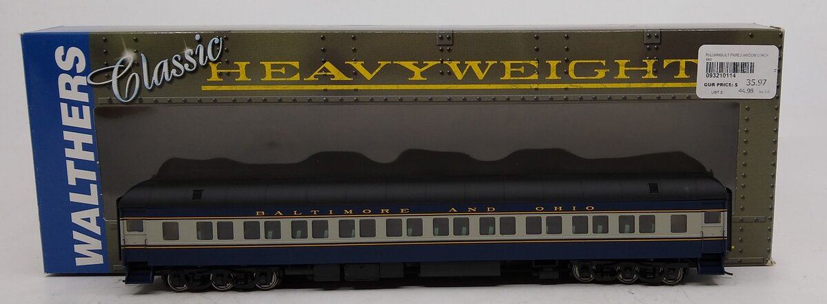 Walthers 932-10114 HO Scale B&O Heavyweight Paired Window Coach Passenger Car LN/Box