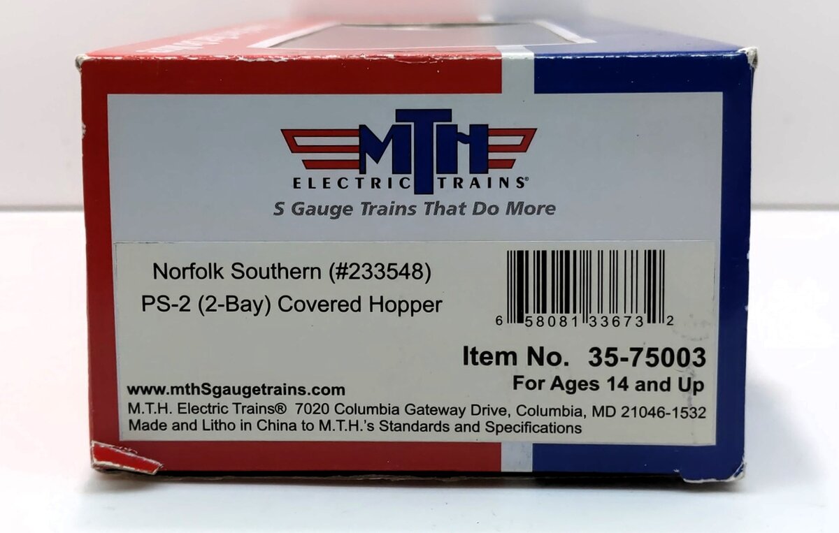 MTH 35-75003 S Scale Norfolk Southern PS-2 2-Bay Hopper #233548