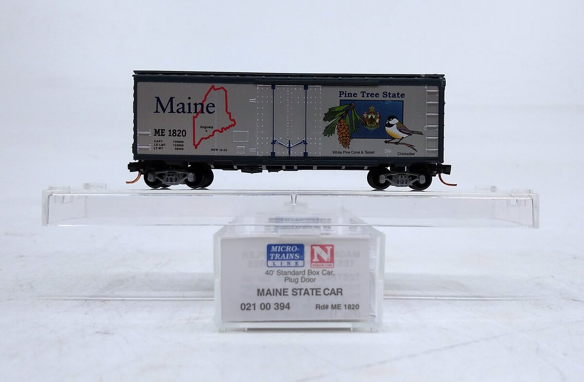 Micro-Trains 02100394 N Maine State Car 40' Standard Plug Door Boxcar #1820 NIB