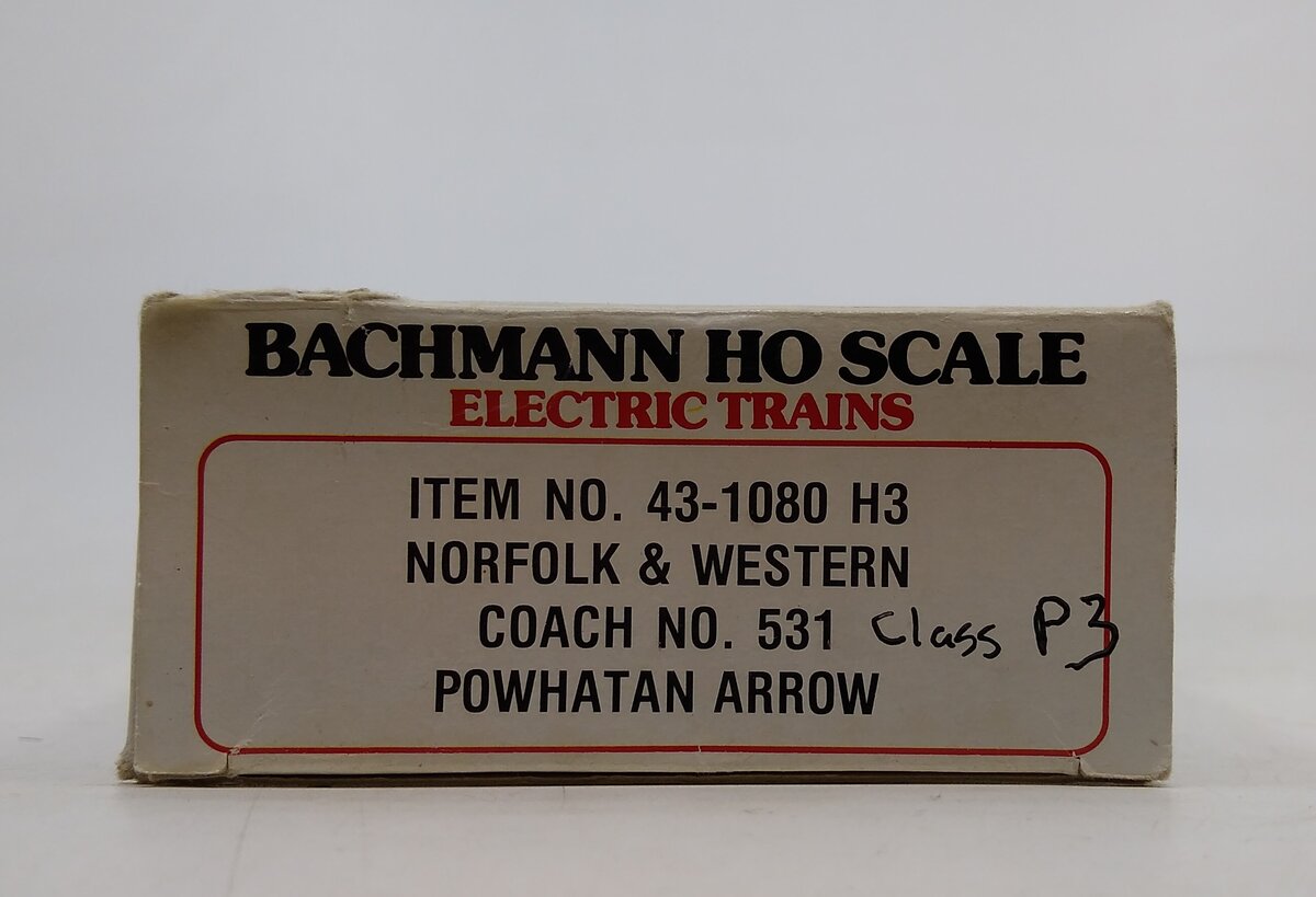 Bachmann 43-1080 H3 HO Scale Norfolk & Western Passenger Coach Car #531 LN/Box
