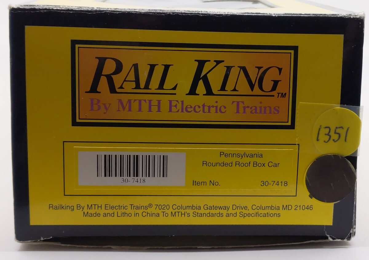 MTH 30-7418 O Gauge Pennsylvania RailKing Rounded Roof Boxcar #76642 LN/Box